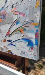 Signature ADAOUST sur tableau abstrait contemporain