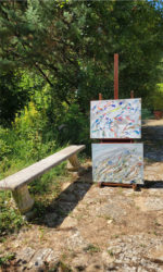 ADAOUST sur tableau abstrait contemporain